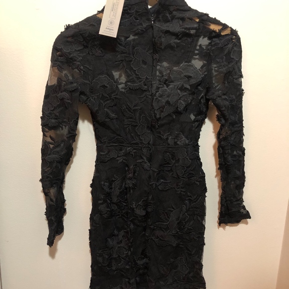 ASOS US 2  high neck lace mini dress long sleeves - Picture 4 of 6